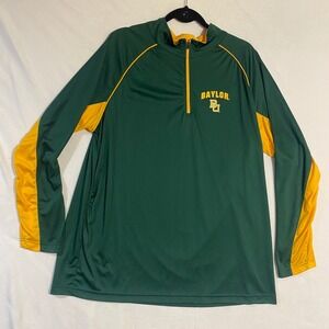 Colosseum Baylor Bears Mens XL Quarter Zip Pullover Green Gold Long Sleeve Shirt